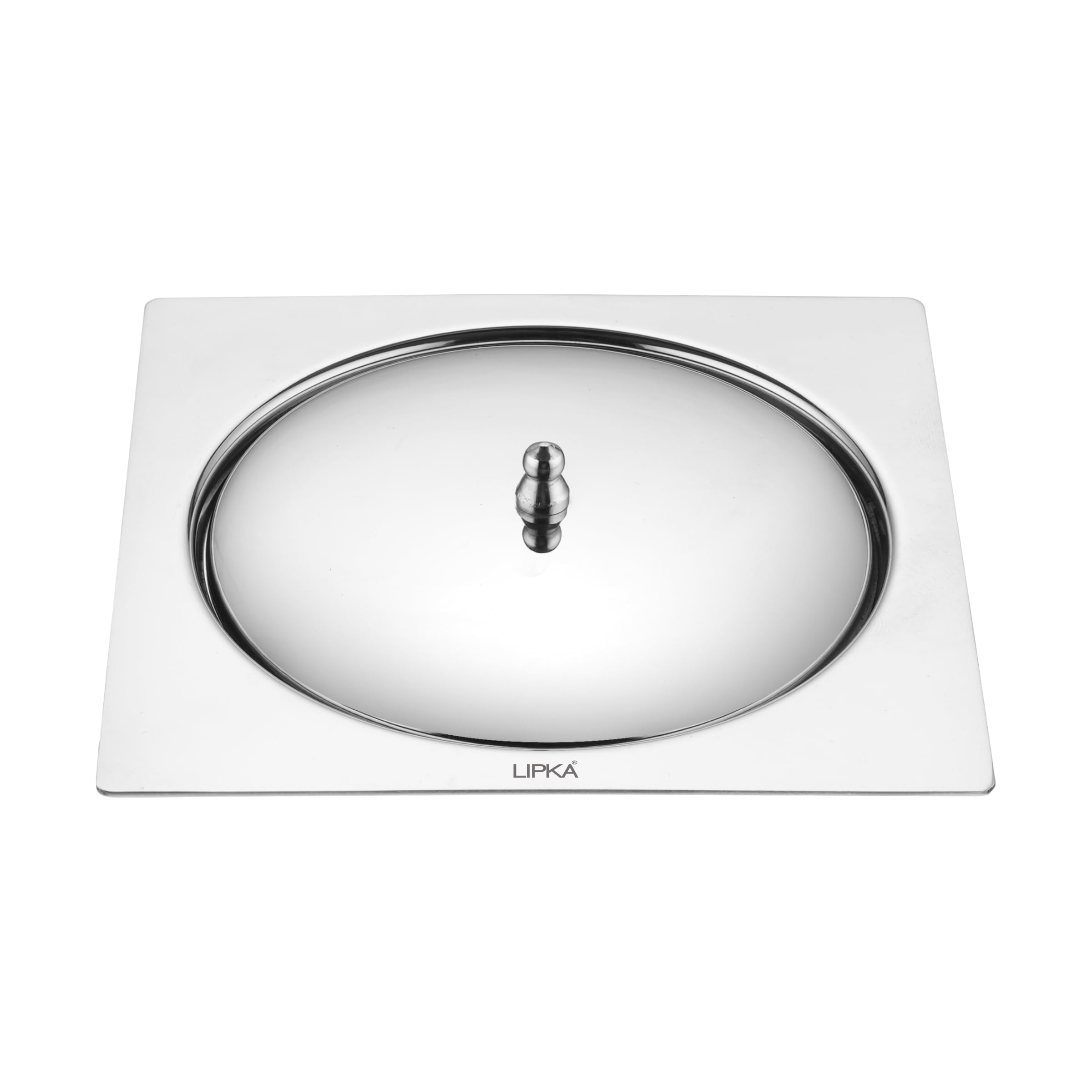LIPKA Saturn 5 x 5 Inches Flat Cut Floor Drain with Classic Jali Premium Stainless Steel Floor Drain & Cover with Lid