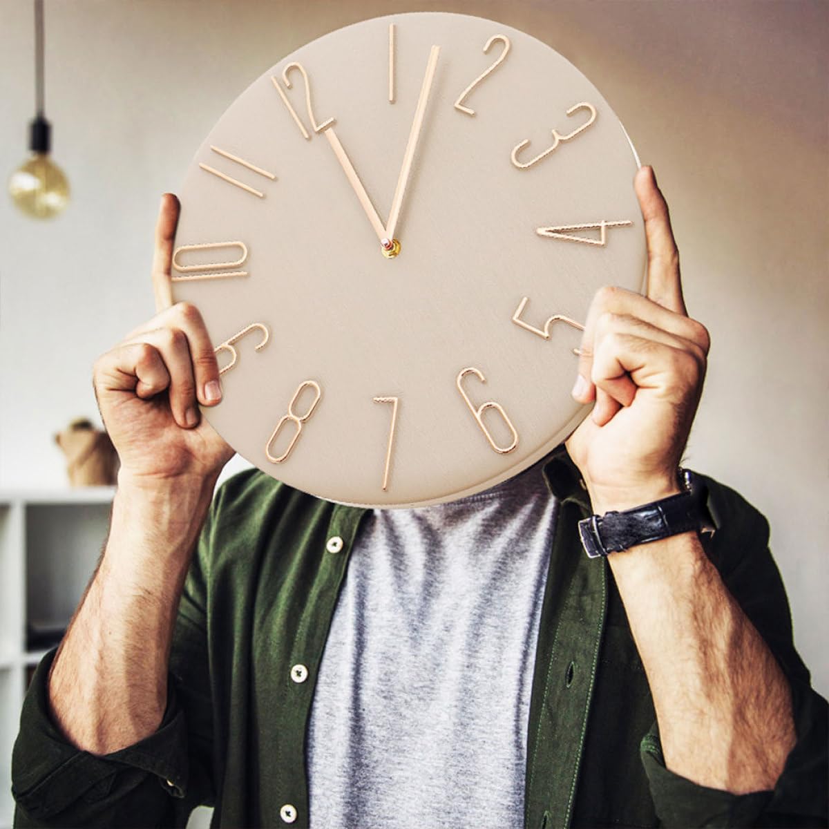 Hemobllo Geräuschlose Wanduhr 30cm mit Großen Zahlen, Kunststoff Panel