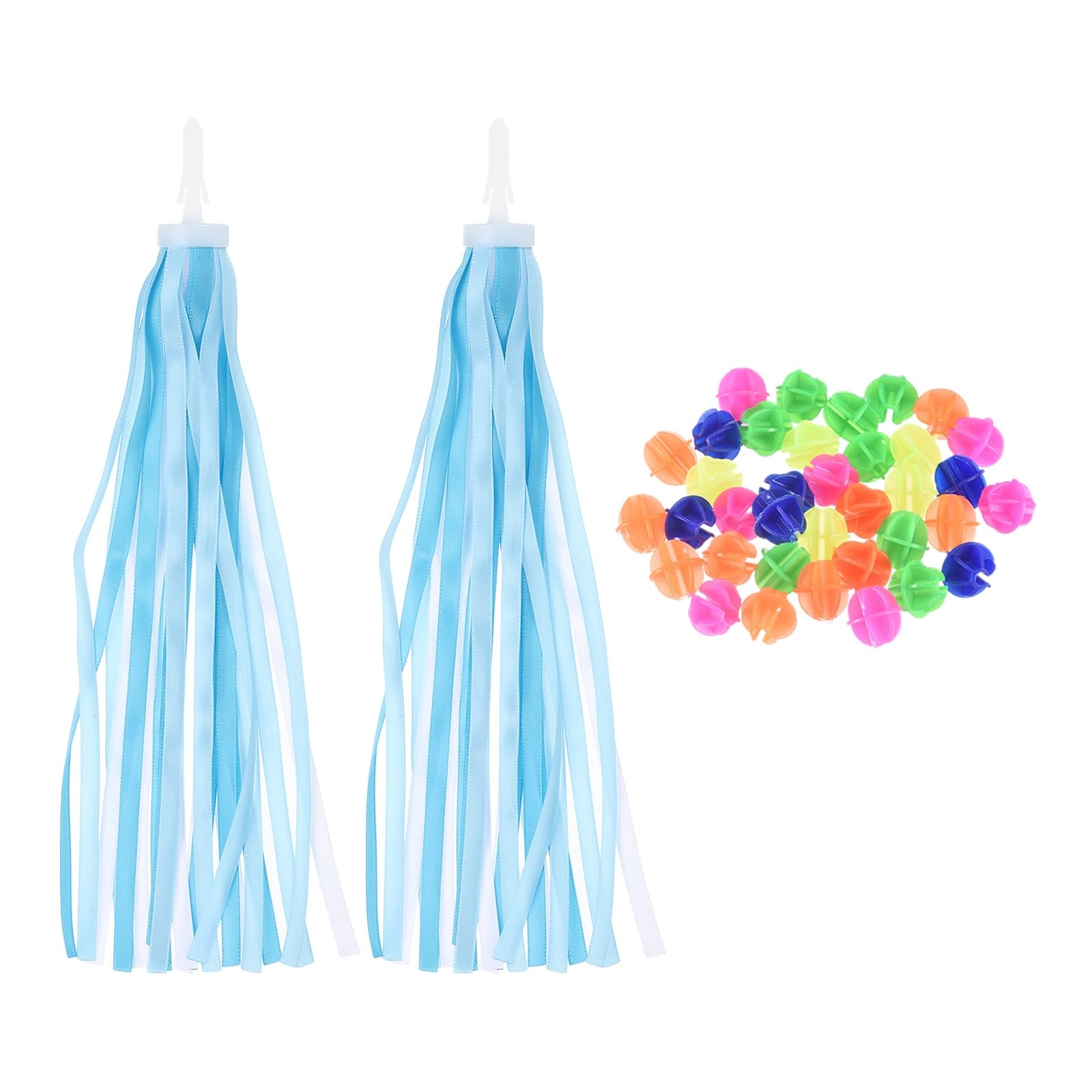 YELARXI Bike Streamers, Handlebar Tassels Grips Ribbon Bike Accessories Decorations with Colorful Bicycle Spoke Oval Decor Bead for Bicycle Tricycle Scooter Handgrip, Blue
