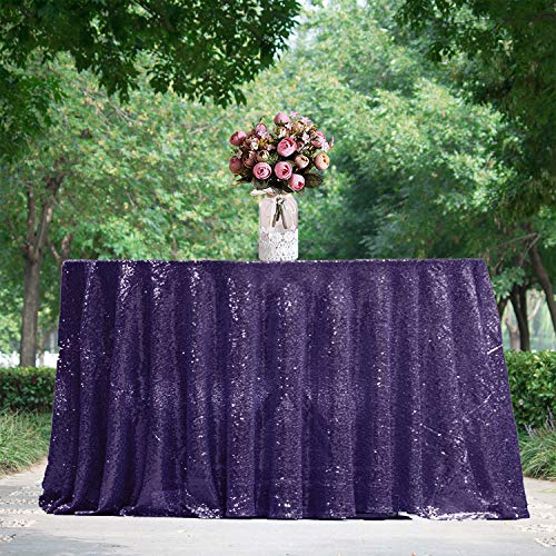JYFLZQ Purple Sequin Tablecloth 90" Round Sparkly Drape Table Cloths Table Cover Overlay for Wedding Birthday Party Baby Bridal Shower by JYFLZQ - Used condition - US$28.30