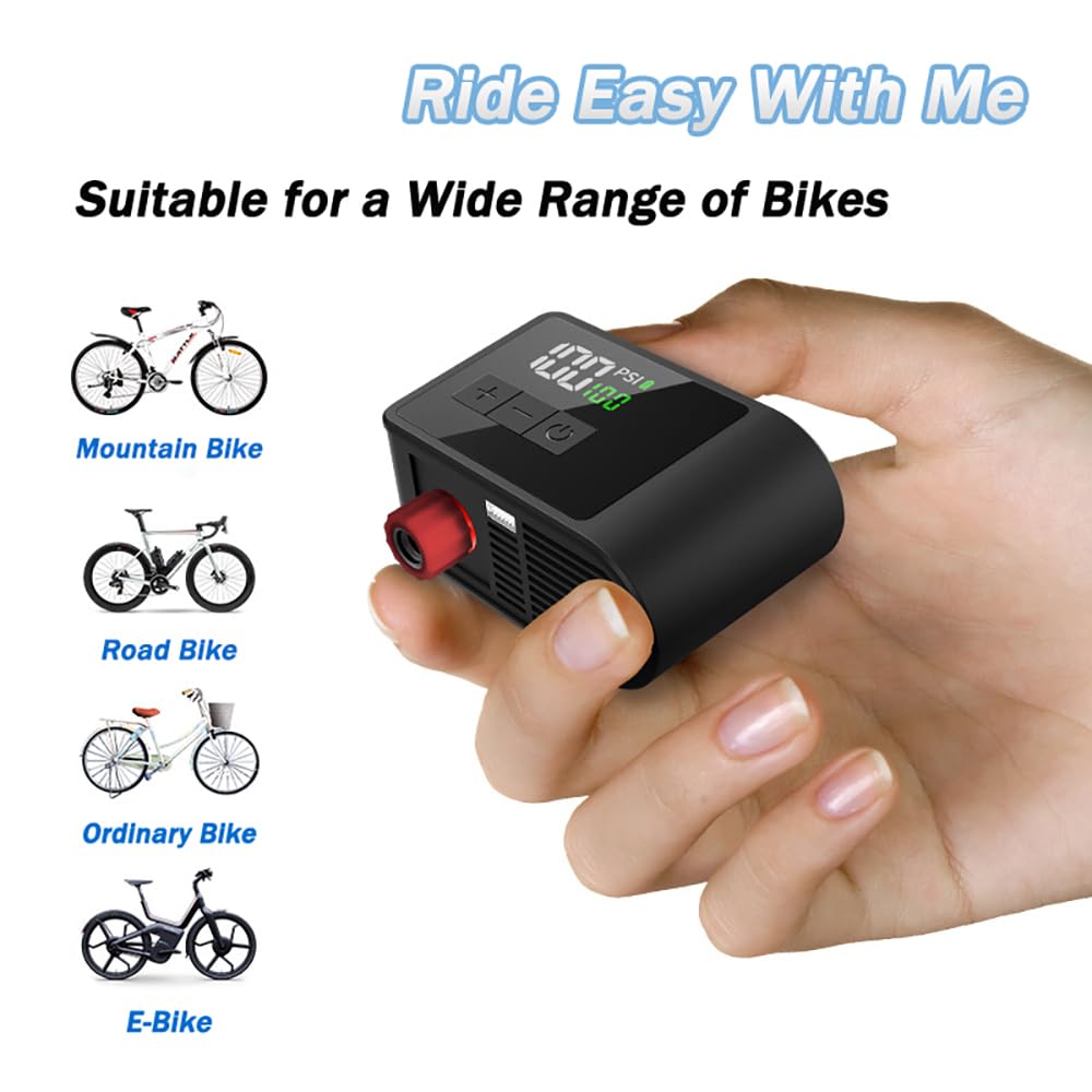 Mini Bomba Bicicleta para Mondraker Chrono (2023-2026), 120PSI Inflador Eléctrico Portátil Neumáticos Bomba Aire Pantalla Digital