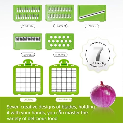 Vegetable Chopper, Salad Chopper with 8 Blades, Mandoline Vegetable Slicer Multifunctional, Food Chopper for Cutting Carrot, Garlic, Onion and Potato (Style 1) - Image 3
