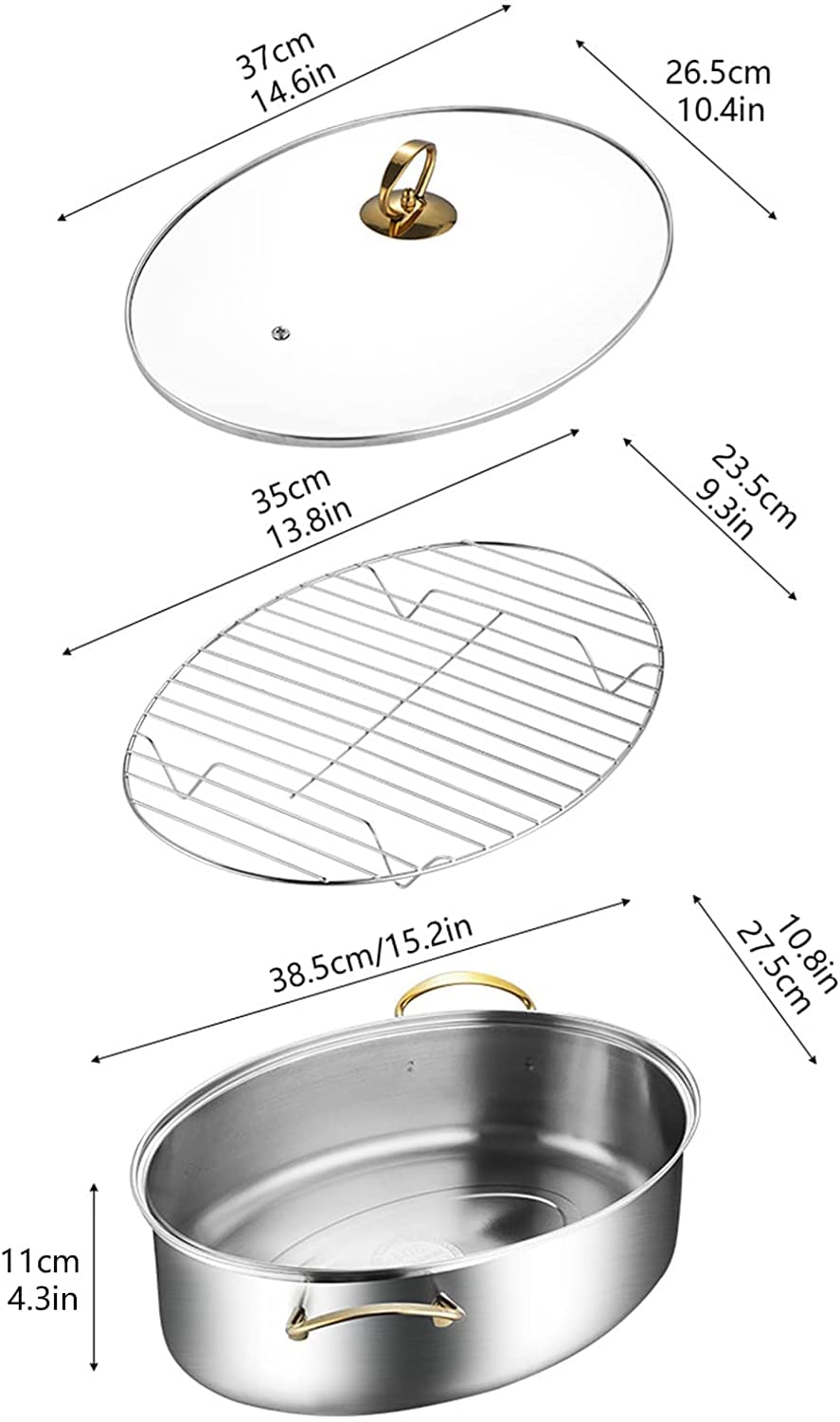 Ensemble de cuiseur à vapeur ovale en acier inoxydable 304 avec marmite de 8 pintes, couvercle en verre visible, casserole et mandrin en acier inoxydable pour cuire le poisson à la vapeur, soupe bo