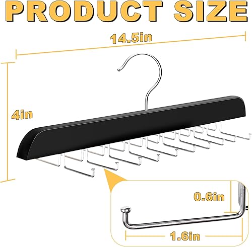 Vista 15 de Colgador de madera de primera calidad, 20 de gran capacidad, ahorro de espacio, rotación de 360 grados, ganchos de metal plegables, camisetas sin