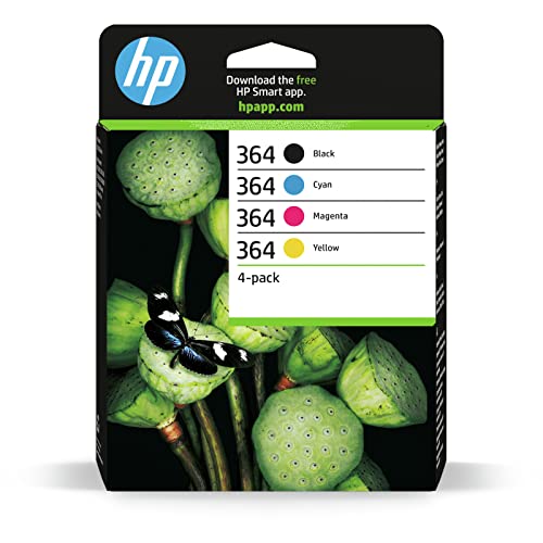 HP 364 Pack de 4 Cartouches d'Encre Cyan, Magenta, Jaune et Noire Authentiques (N9J73AE)