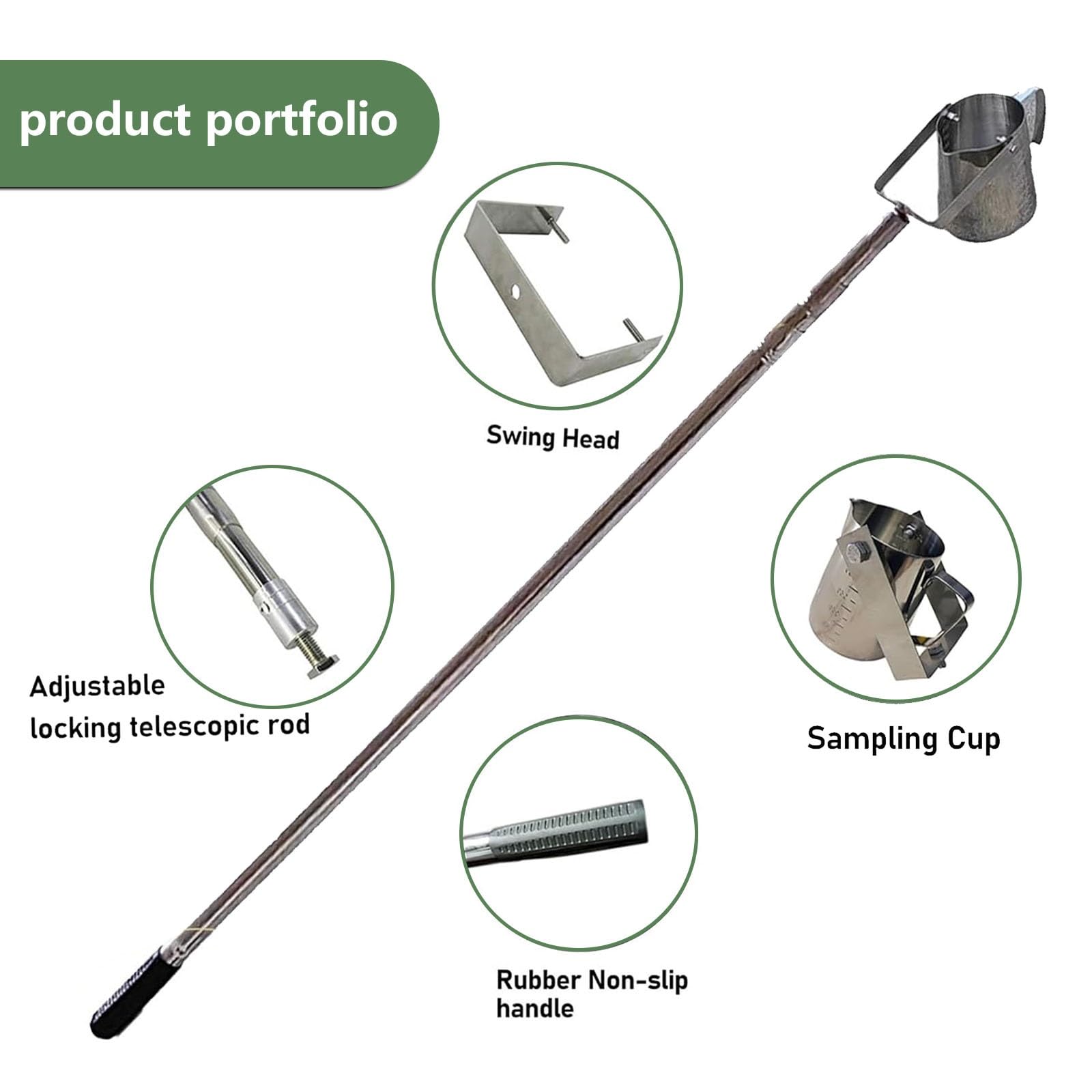Campionatore d'acqua telescopico da 500/1000 ml, kit di campioni d'acqua a pendolo in acciaio inossidabile, campionatore d'acqua con perno girevole e fisso per impianti di produzione (dimensioni: 0,6