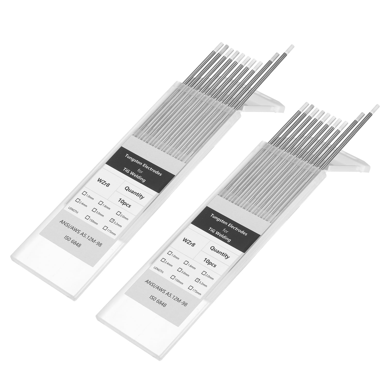 QUARKZMAN 20 Piezas Electrodos Tungsteno Soldadura TIG 1/8" X 7" 0.7-0.9% Soldadura Acero Inoxidable, Soldadura Aleaciones, Blanco WZ8