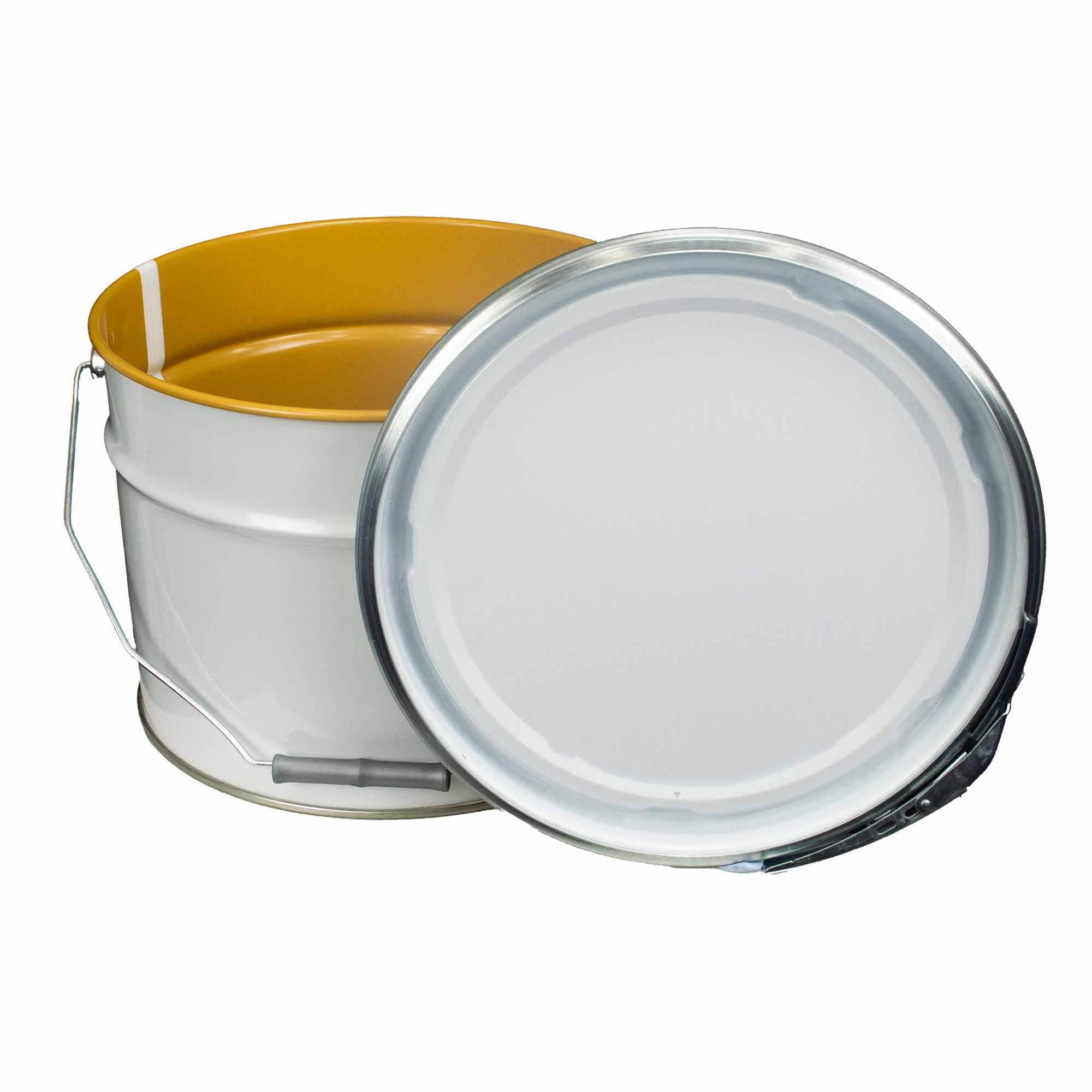 ITP Packaging 10 Litre Metal Tin Pail Bucket Drum Tub with Lid & Ring Closure UN Approved Lacquered Interior for Water Based Products (10)