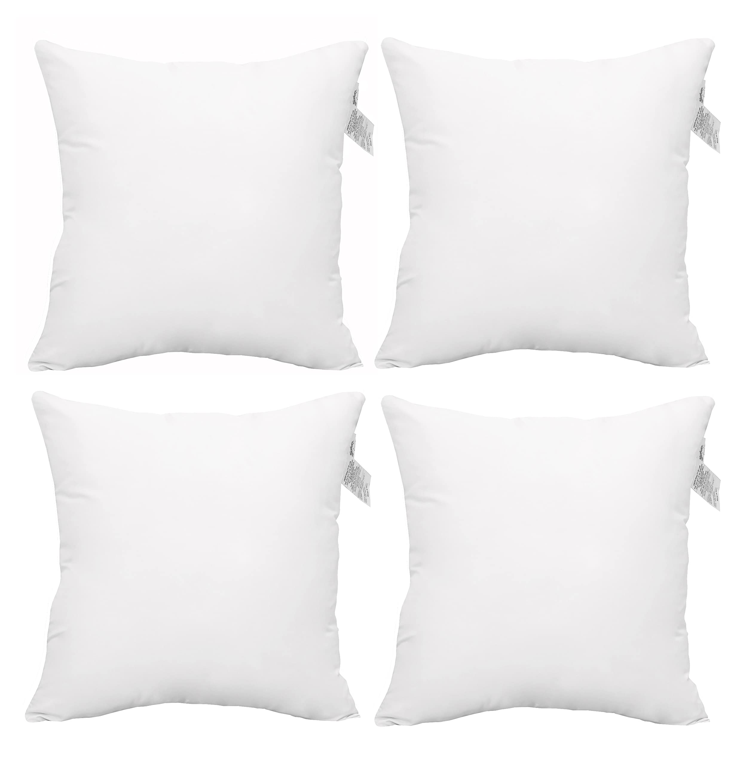 Accenthome 40X40cm_4pc Pack Cushion Inner Pads (Pack Of 4) 16" X 16" Throw Pillow Inserts | Hypoallergenic Square Cushion Fillers - Hollowfiber Pillow Sham Stuffer (40 X 40 Cm, White)