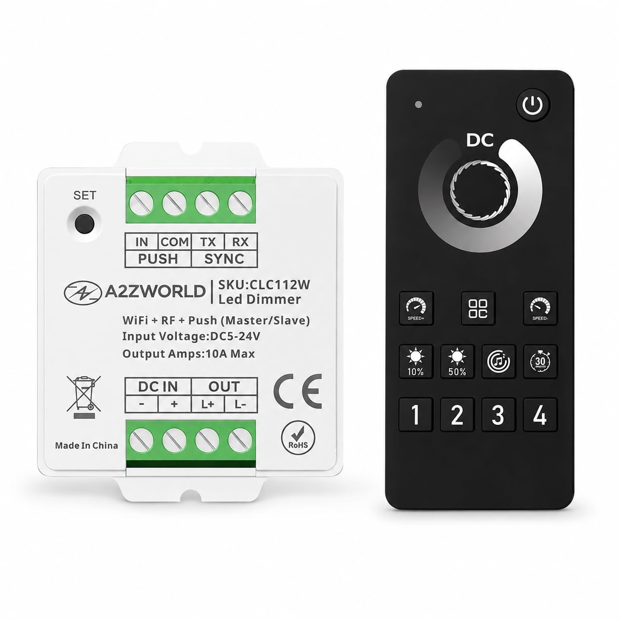 Kit variateur LED WiFi bouton avec télécommande RF, 5 V, 12 V, 24 V, 10 A, Master Slave, mémoire et synchronisable, application Tuya Smart Life, bande LED 3 en 1, WiFi + Push + télécommande