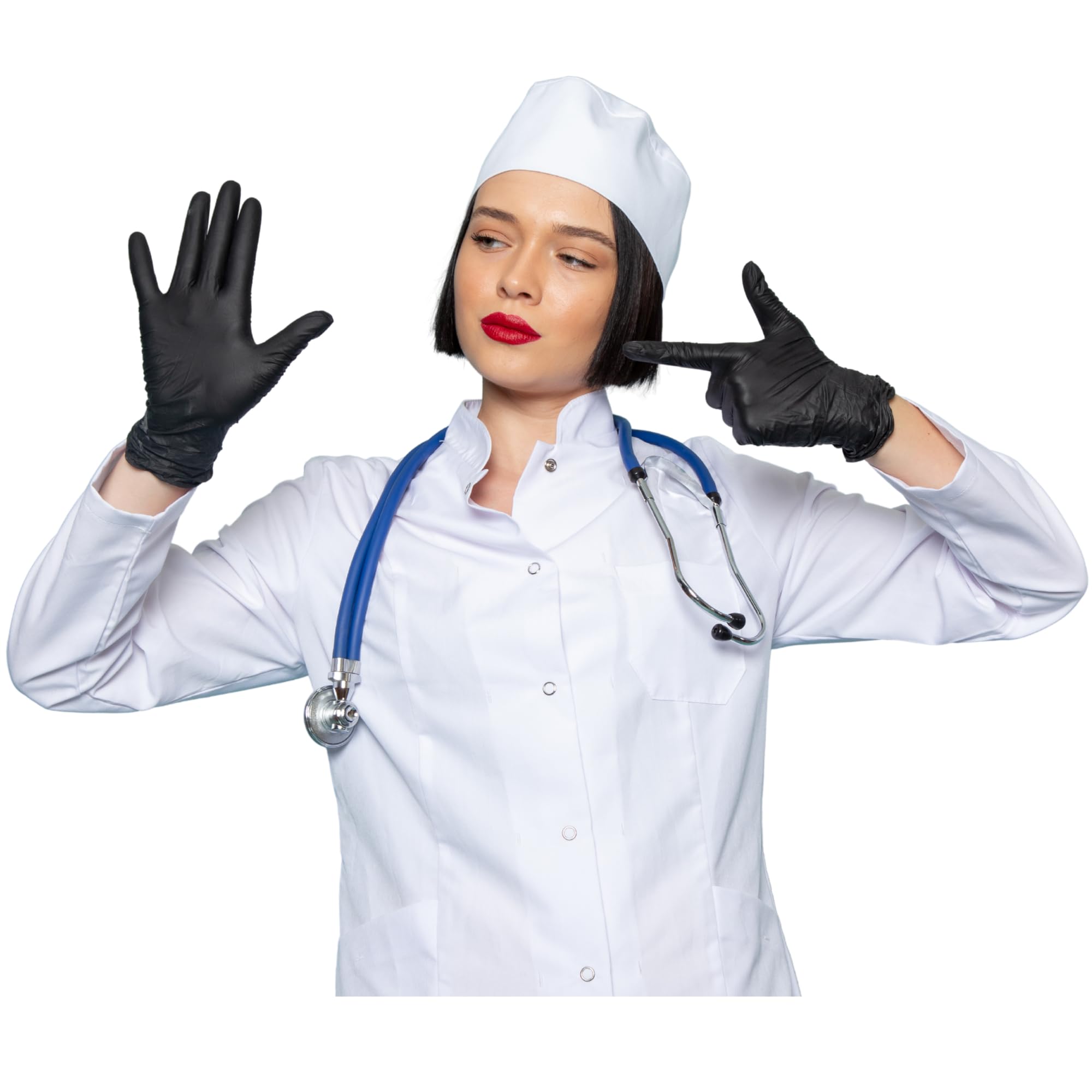 S&S-Medical Guanti in Nitrile Neri Senza Polvere monouso Resistenti Ipoallergenici Senza Lattice Dispositivo Medico | Uso Professionale Alimentare Medic Alimentare Tatuatori Chef | S M L XL (100, L)