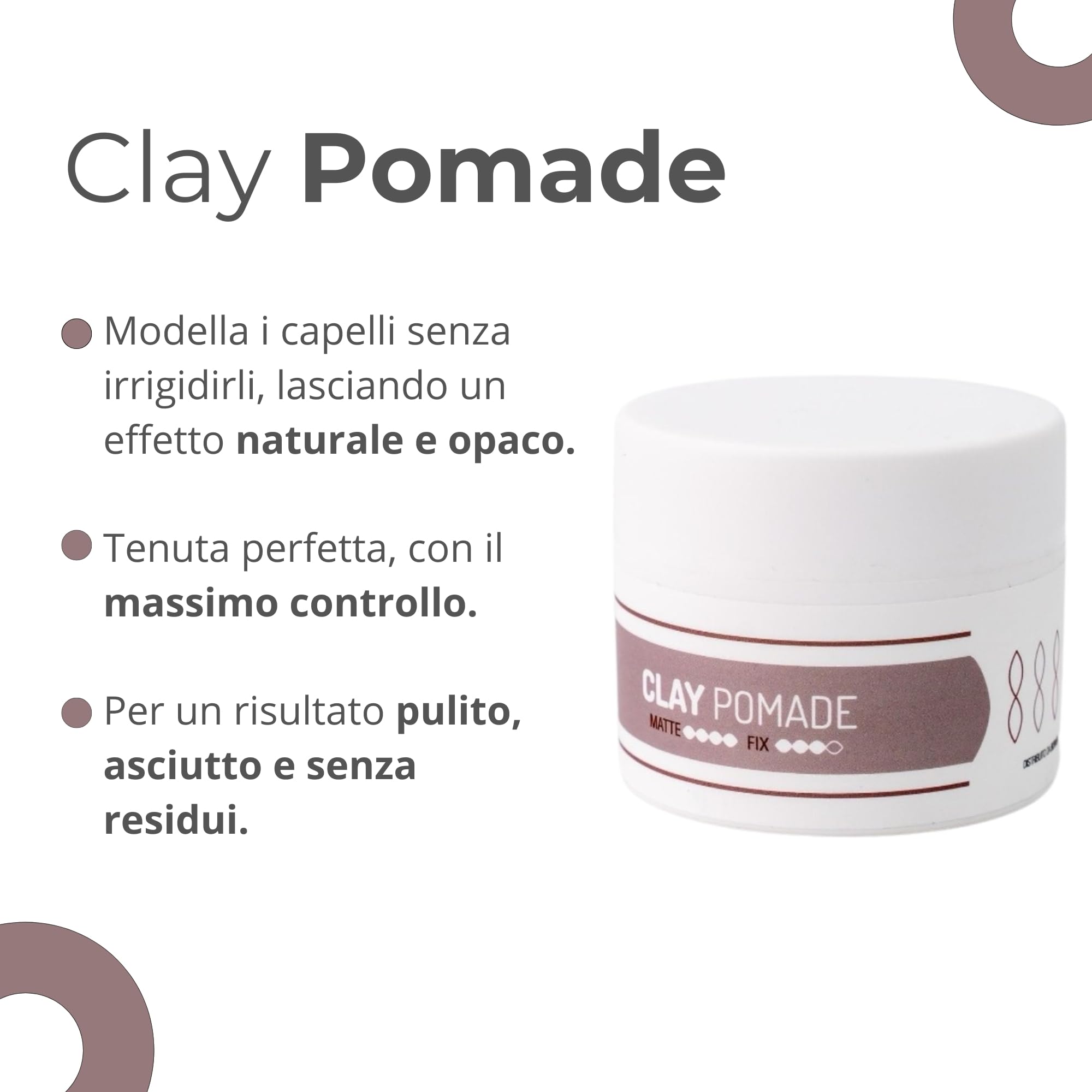 ROOT Clay Pomade 100ml - Cera Opaca Capelli a Tenuta Media Effetto Naturale - Pomata Capelli Uomo e Donna Argilla Modellante Senza Residui - Hair Clay Professionale Senza Parabeni e Siliconi