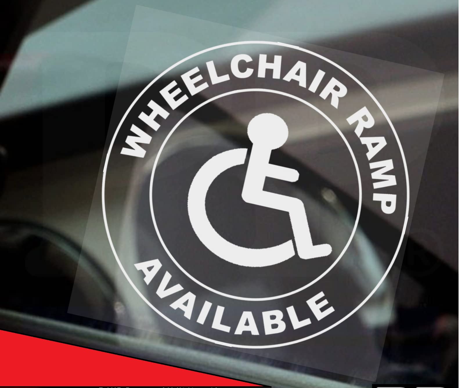 Platinum Place White Print Onto Clear Backing 1 X Sticker Wheelchair Ramp Available Disabled Sign Window Shop Train Office Warning Notice Ramp Disability White Onto Clear Internal Application Access Round 100Mm