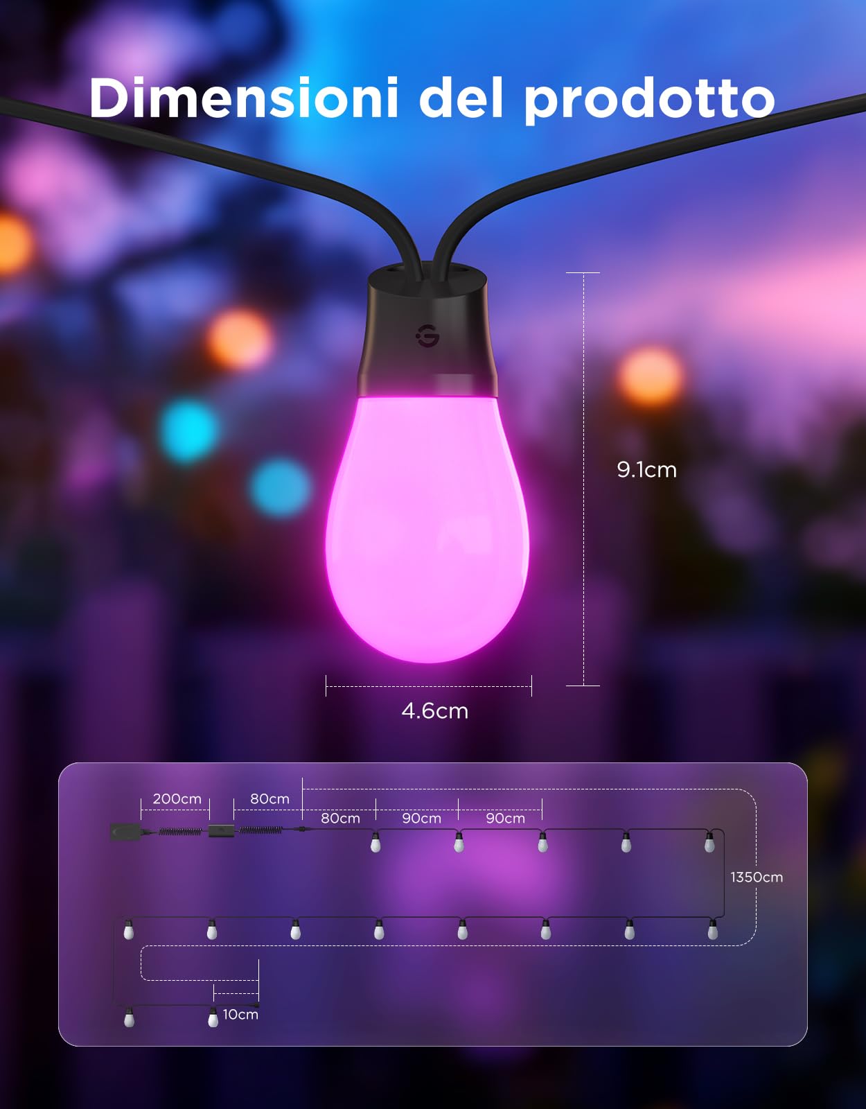 Govee Guirlande Extérieure 15M, RGBICW 65lm par LED, Contrôle APP, IP66 | 16M Couleurs DIY, 111+ Modes de Scène, Synchro Musique, Matter/Alexa/Google, 25000h, Install. Facile, Jardin/Balcon/Terrasse