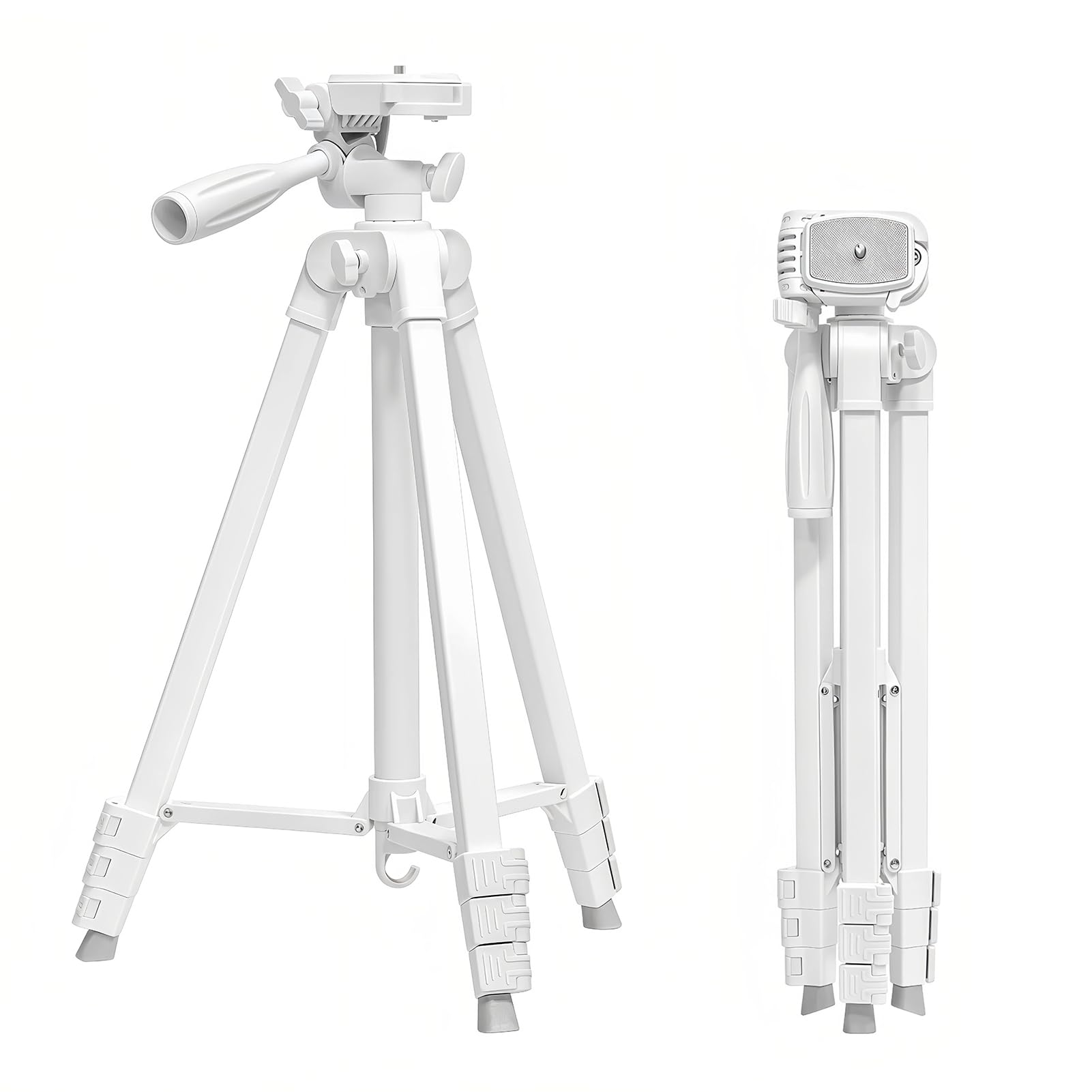 カコトパ 白い軽量スマホ三脚 高さ5段階伸縮42-146cm 360度回転 アルミ合金製コンパクト安定 スマホ 一眼レフ ビデオカメラ プロジェクター対応 自撮り VLOG YouTube ライブ配信 旅行撮影用 日本語取扱書付き