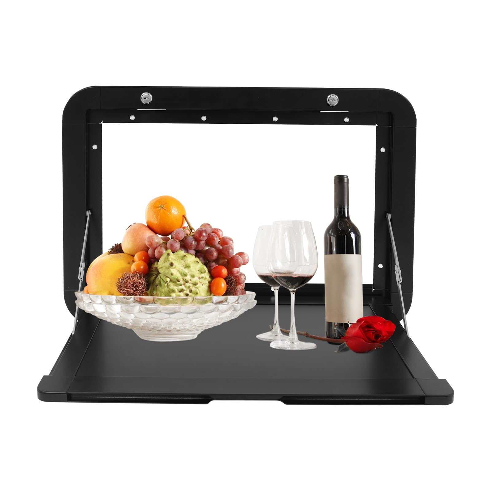 Faltbare Wohnmobil-Picknicktische, Wandklapptisch aus Aluminium-Legierung, Tischgröße 51*33cm, Auto Camping Zubehör Camper Zubehör, Dual-Lock-Design Wandtisch Wandmontage, Wohnmobil Tisch (Schwarz)