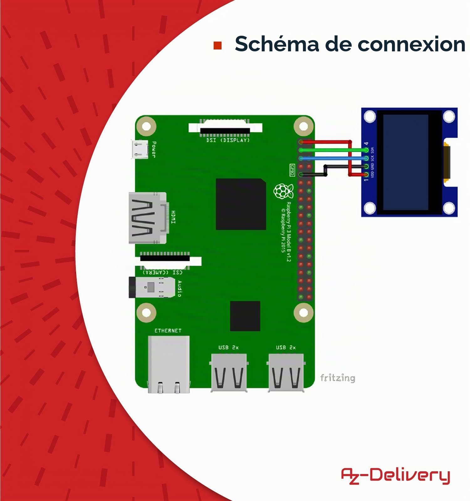 AZDelivery 3 x Écran OLED I2C 128 x 64 Pixels, Caractères de Couleur Blanche, SSH1106 1,3 Pouces Compatible avec Arduino et Raspberry Pi incluant Un E-Book!