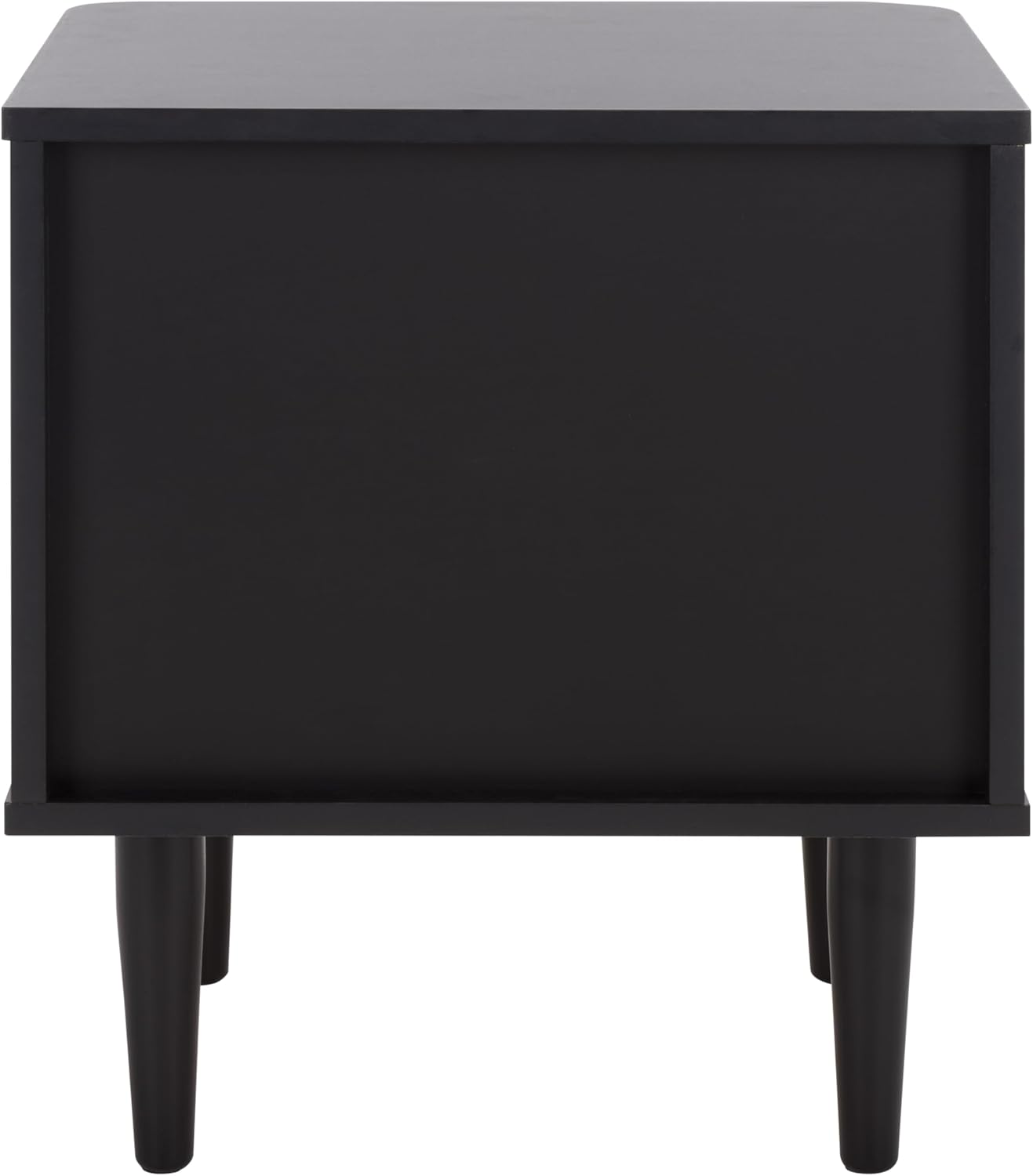 SAFAVIEH Home Collection – Brey Black & Brass 2-Drawer Nightstand, Mid-Century Cane Accent Bedside Table (NST3107B)
