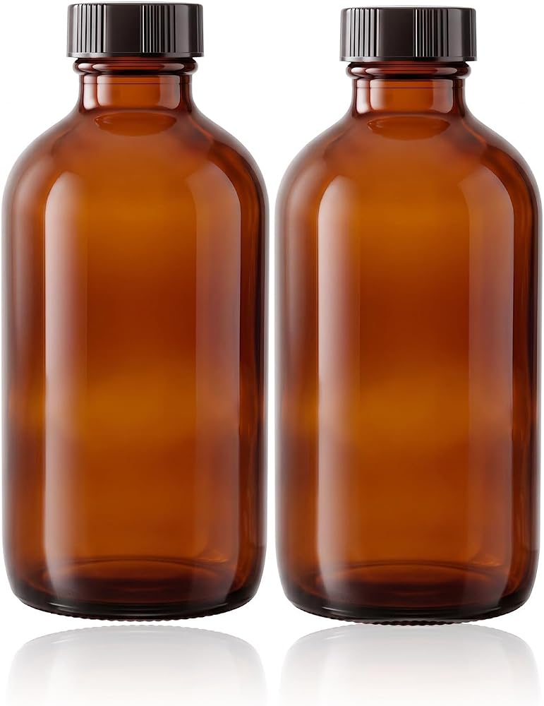 2pack 8oz amber Glass Bottles with Reusable Lids (2 Pack),Lab Bottles & Jars Reagent Bottles,Perfect Glass Containers for Secondary Fermentation,Storing condiment, Homemade Essential Oils — 사진 1