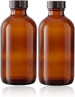 2pack 8oz amber Glass Bottles with Reusable Lids (2 Pack),Lab Bottles & Jars Reagent Bottles,Perfect Glass Containers for Secondary Fermentation,Storing condiment, Homemade Essential Oils