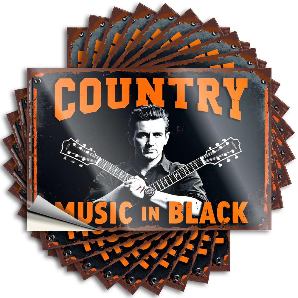 Boys Room Decor Teenager Garage Decal - Country Music in Black Sweet Durable Sticker Easy Apply for Farmers Decor(12X18CM)