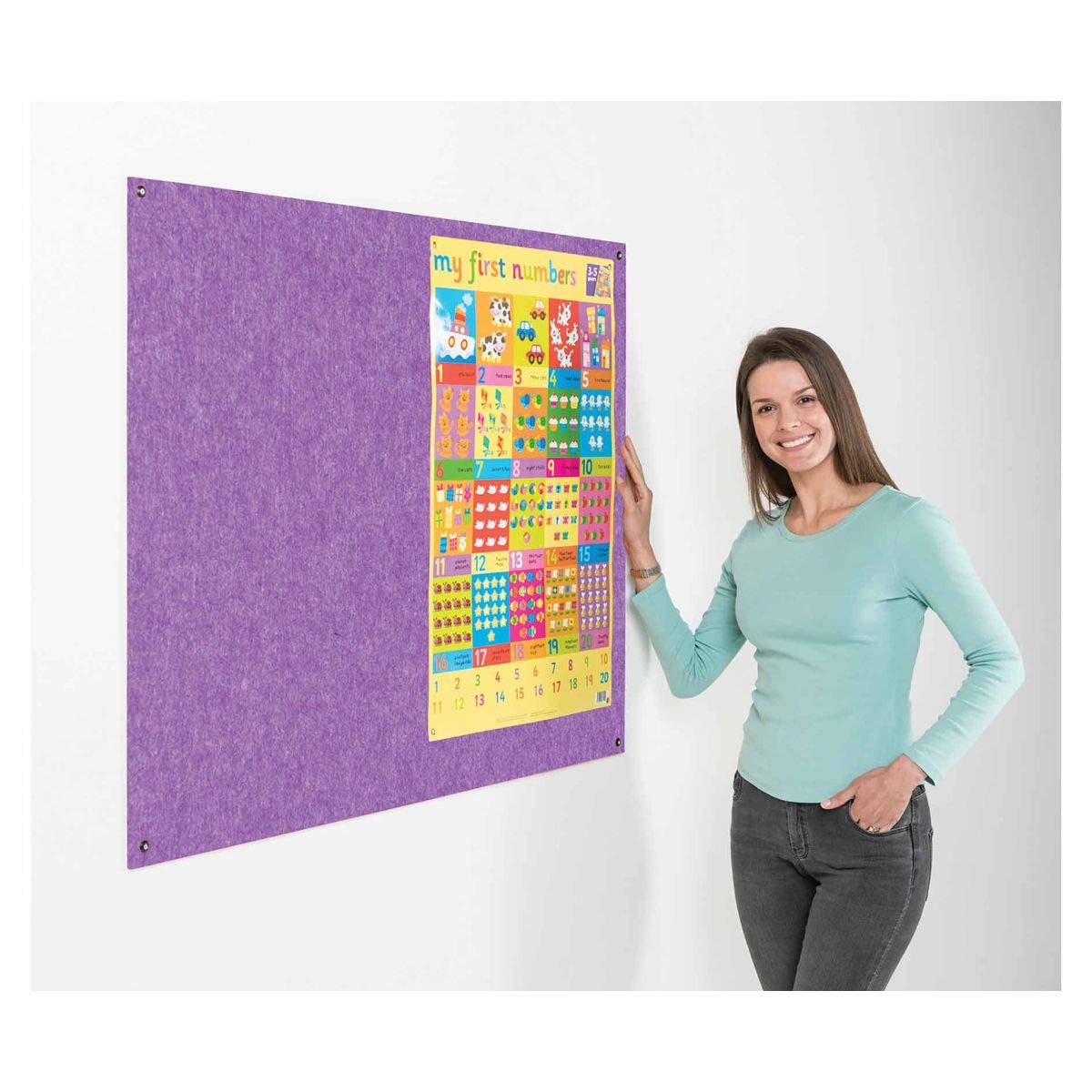 Metroplan Eco-Colour Frameless Flame Resistant Noticeboard 1200 x 1200mm - Color: Purple