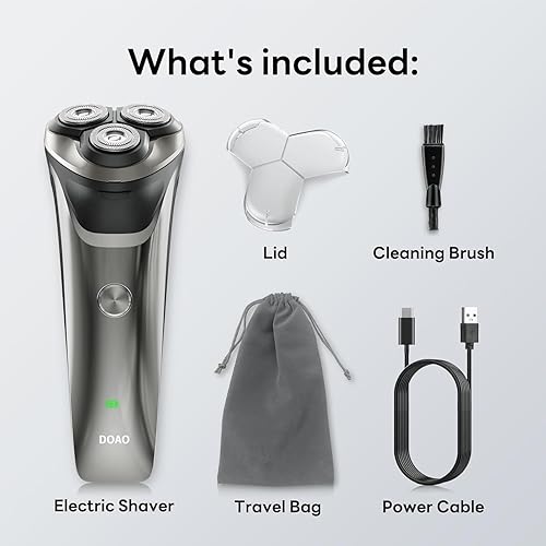 Miniatura 7 de Maquinilla de afeitar eléctrica para hombres, 100 % impermeable, suave con la piel sensible, afeitadoras eléctricas rotativas húmedas y secas para
