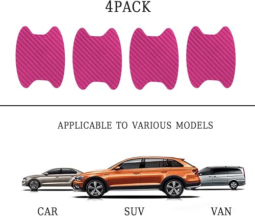 Miniatura 71 de 4 calcomanías protectoras para manija de puerta de automóvil, película protectora universal de fibra de carbono contra arañazos, cubierta de pintura