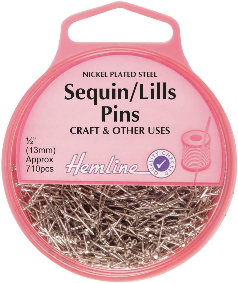 Hemline Short Nickel Sequin/Beads Craft Pins - 13mm