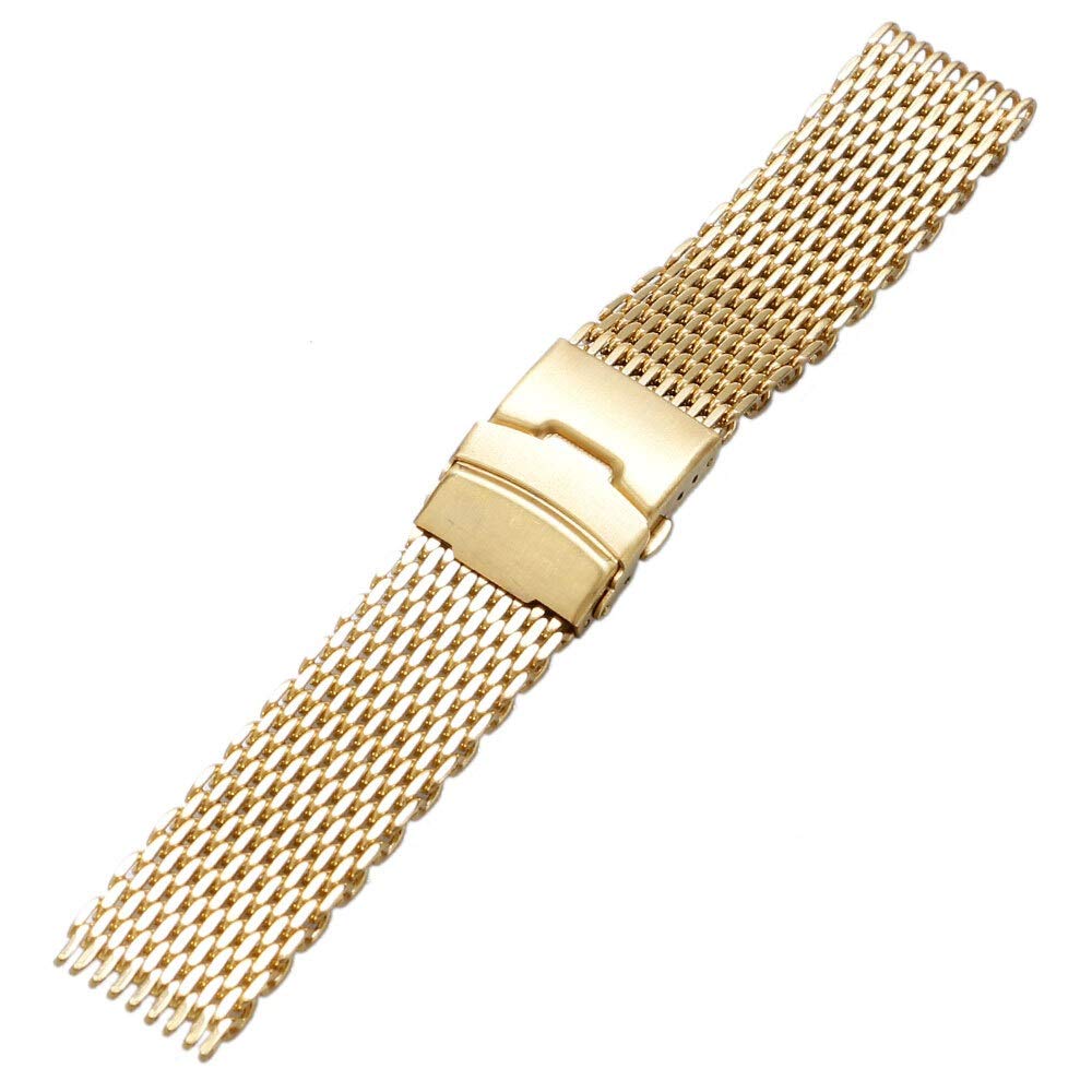 Pasek ze stali nierdzewnej męska bransoletka z siatki sportowej 18 mm 20 mm 22 mm 24 mm Złoto