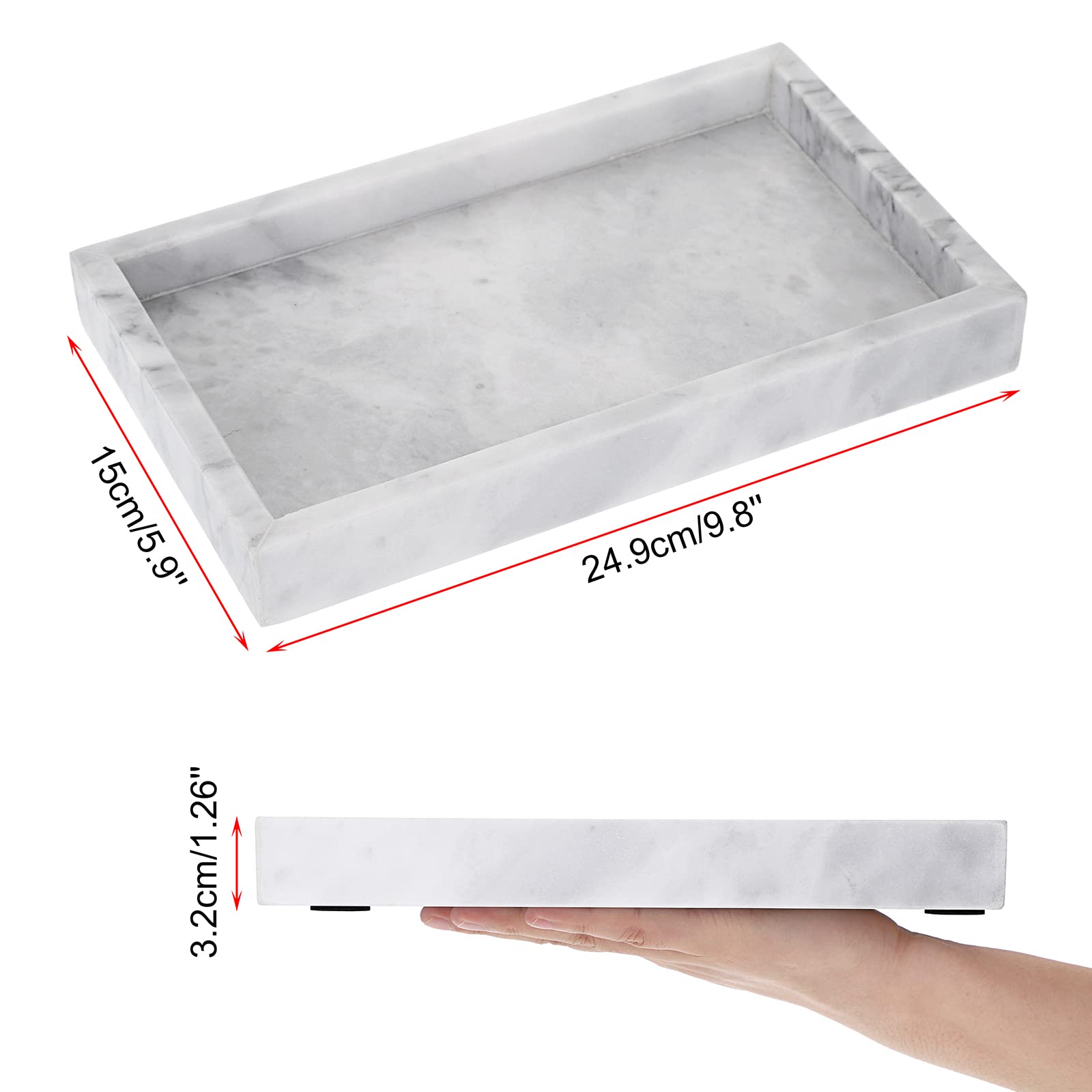 Natural Marble Rectangle Luxury Vanity Tray Stone Organizer For