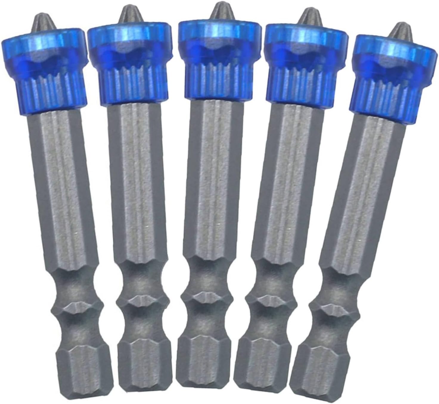 5 Pieces 1/4 Inch Hex Shank Quick Change Bit Holder Set Non-Slip Screwdriver Heads Magnetic Bit Holder Holder Holder for Electric Drill (Blue) (Blue)
