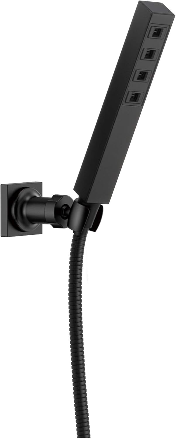 DELTA FAUCET 55567-BL H2Okinetic Adjustable Wall Mount Hand Shower Handshower, Matte Black