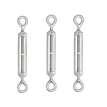 eoocvt 3pcs M10 Stainless Steel 304 Turnbuckle Wire Rope Tension Eye & Eye