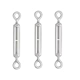 eoocvt 3pcs M10 Stainless Steel 304 Turnbuckle Wire Rope Tension &lpar;Eye & Eye&rpar;