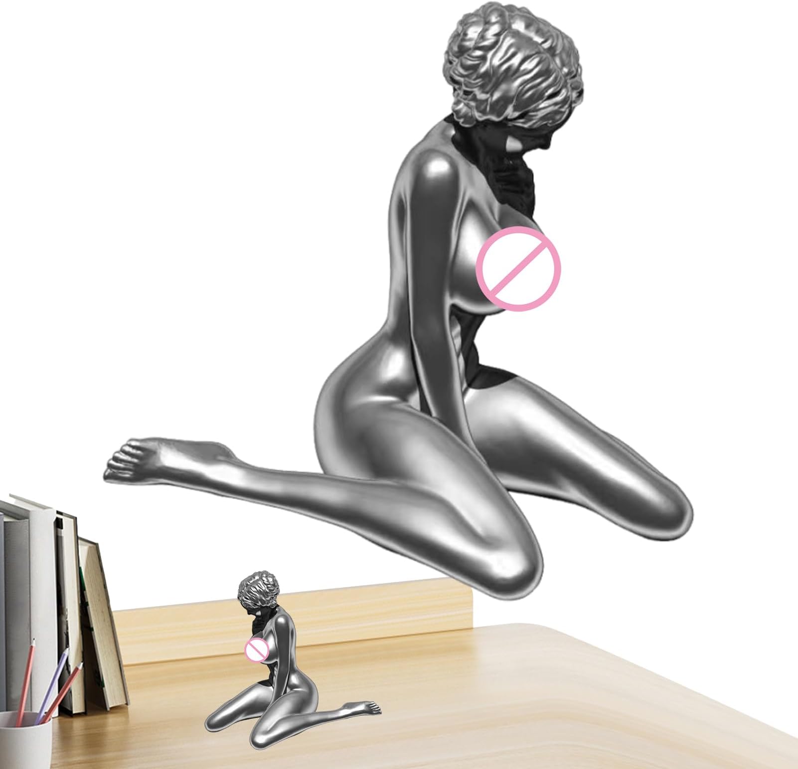 Girls Sculpture - 5.91 Inches Silver Nude | Resin Woman Figurines - Female Body Statue Decorative Resin Goddess Art 280g For Dormitory Apartment Home Shelf Decoration