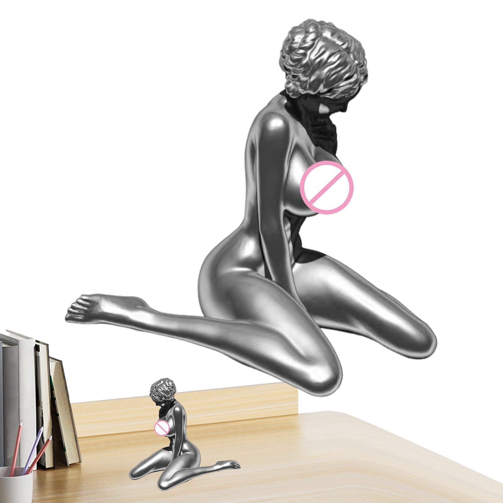 Girls Sculpture - 5.91 Inches Silver Nude | Resin Woman Figurines - Female Body Statue Decorative Resin Goddess Art 280g For Dormitory Apartment Home Shelf Decoration