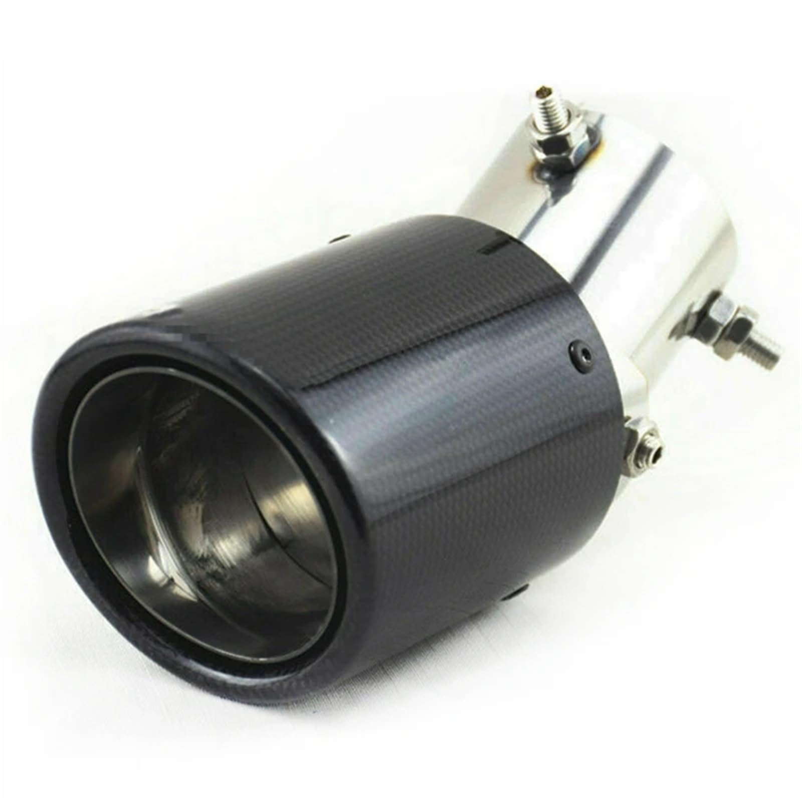 Embout d'échappement carbone 63mm à boutons-pression noir brillant