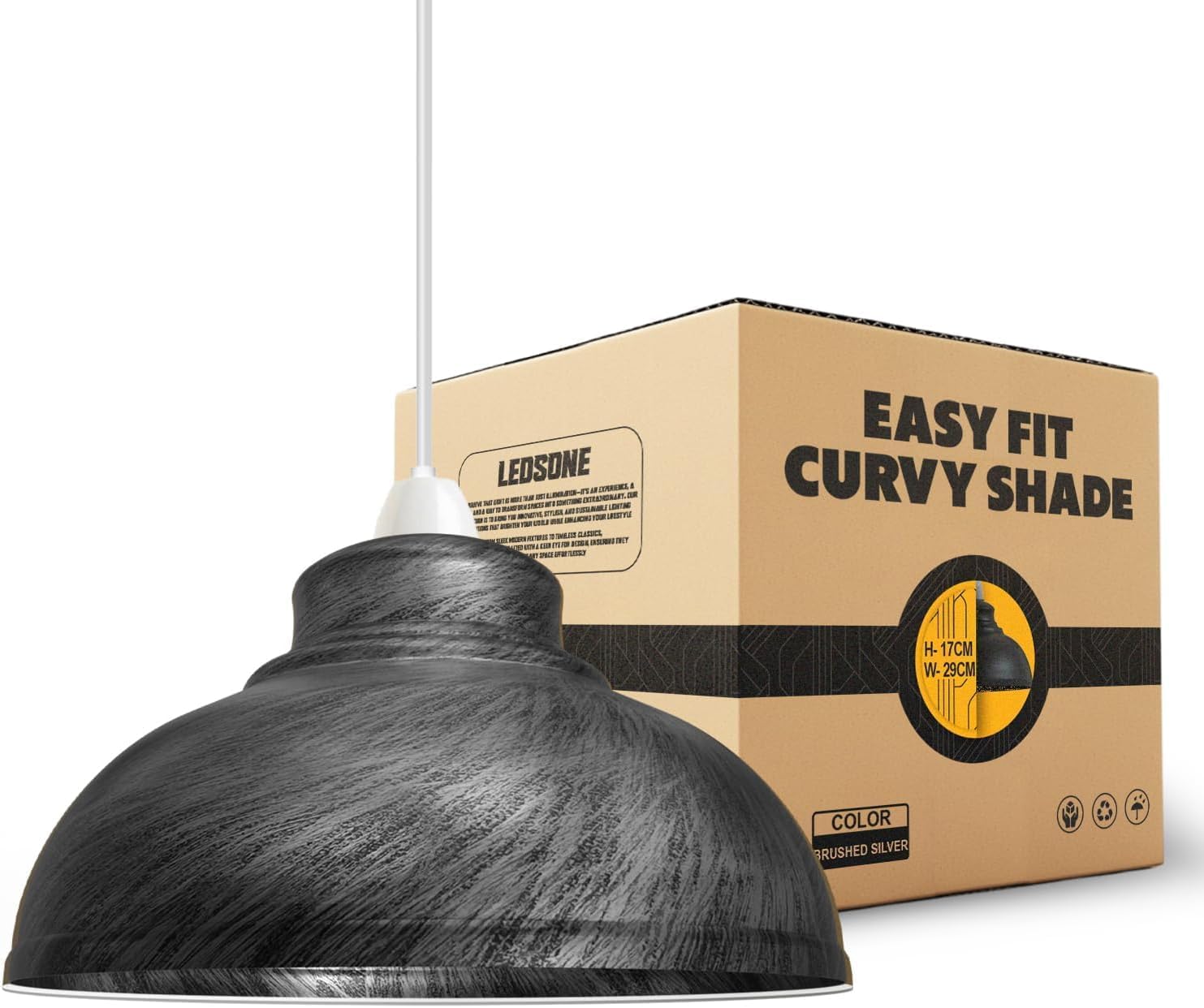 Farmhouse Metal Lamp Shade 5 Pack Open Style Lamp Guard Hanging Pendant Light Round Shade Hanging Light Fixture ceiling light shade Perfect DIY Lamp Shade Replacement Accessories (Brushed Silver)