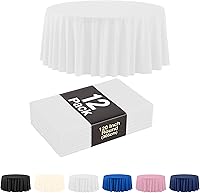 Vista 1 de Party Solids Pack Of 12, White Plastic Table Cloth - 120 Inch Round Disposable Tablecloth for Parties - Round Tablecloth - Disposable Table Cloths