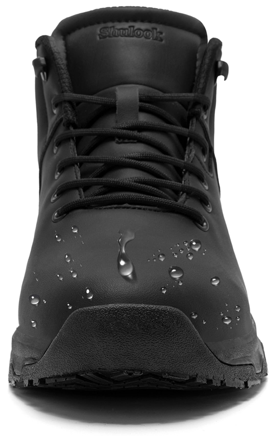 SHULOOK Non Slip Work Boots for Men Slip Resistant Shoes Waterproof Food Service Chef Kitchen Restaurant Working Boots Casual Leather Ankle Boot Outdoor Walking Booties