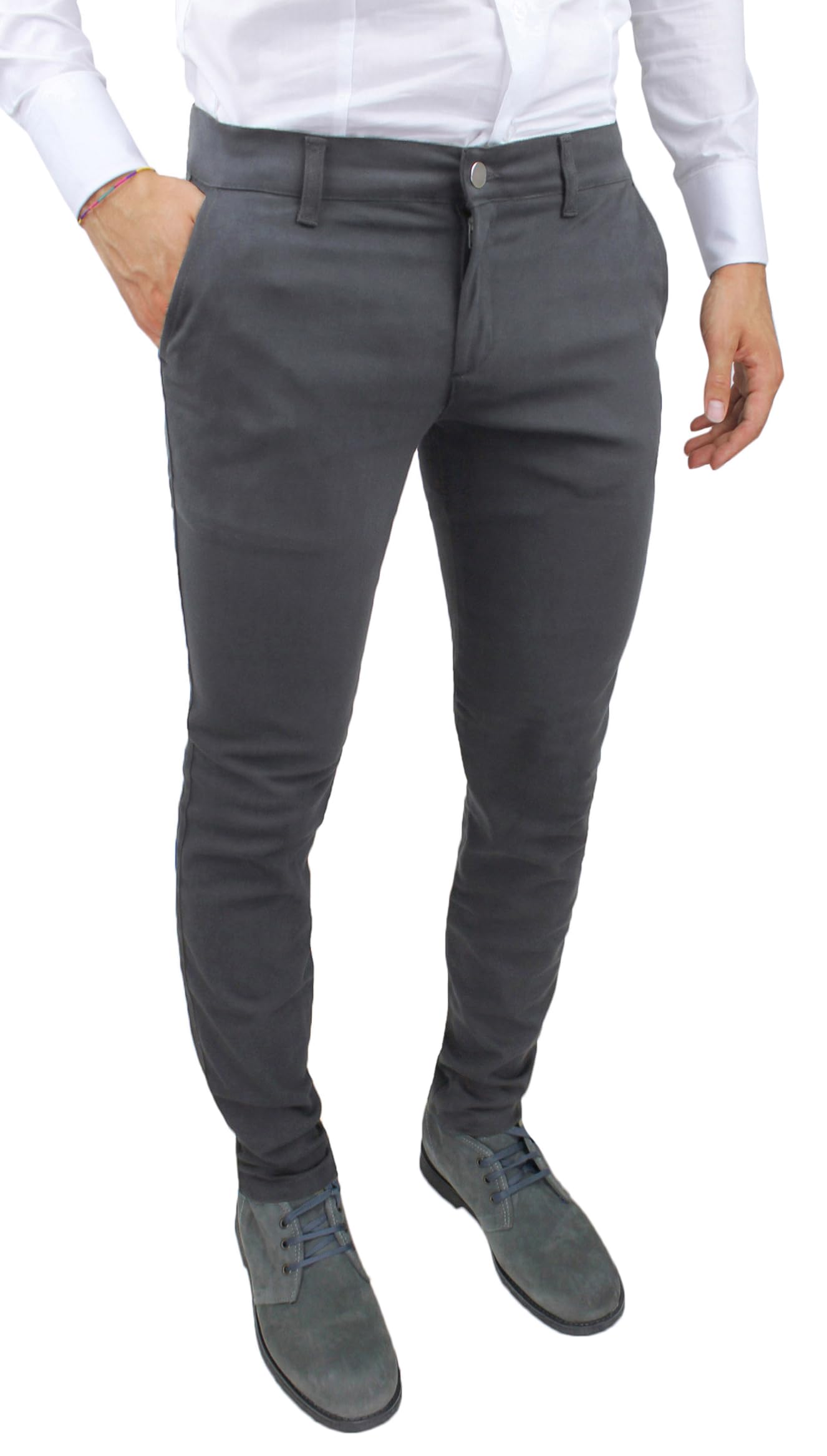 Evoga Pantaloni Uomo Slim Fit Invernali Alta Sartoria Chino's Eleganti Casual