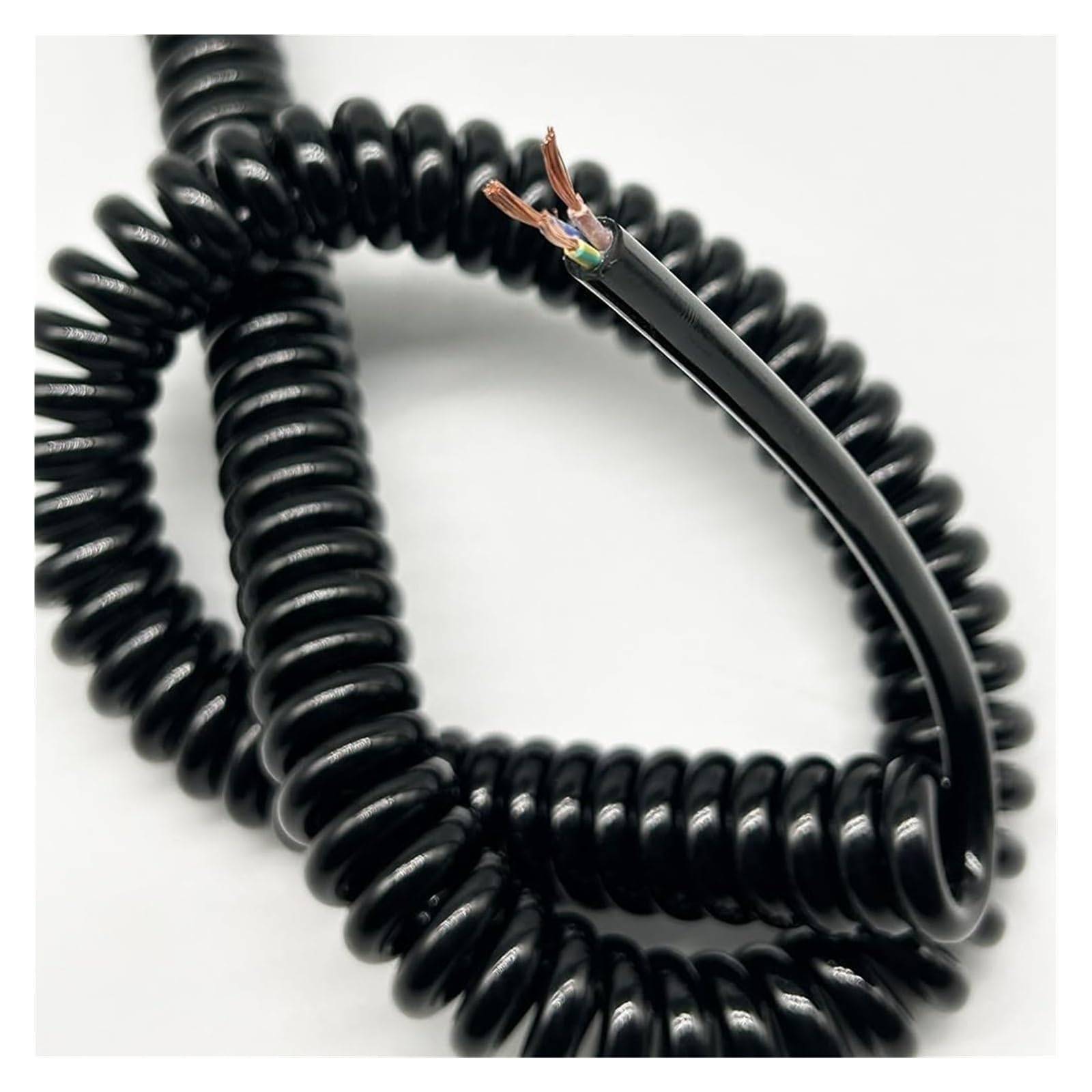 Kabel telefoniczny Przewód spiralny spiralny, 3-żyłowy, kwadratowy, 0,7 mm, 2,5 metra, 5 metrów, 7,5 metra, średnica zewnętrzna 6 mm, 9 mm, rozciągliwy, elektryczny(Stretch 1.2 meter)
