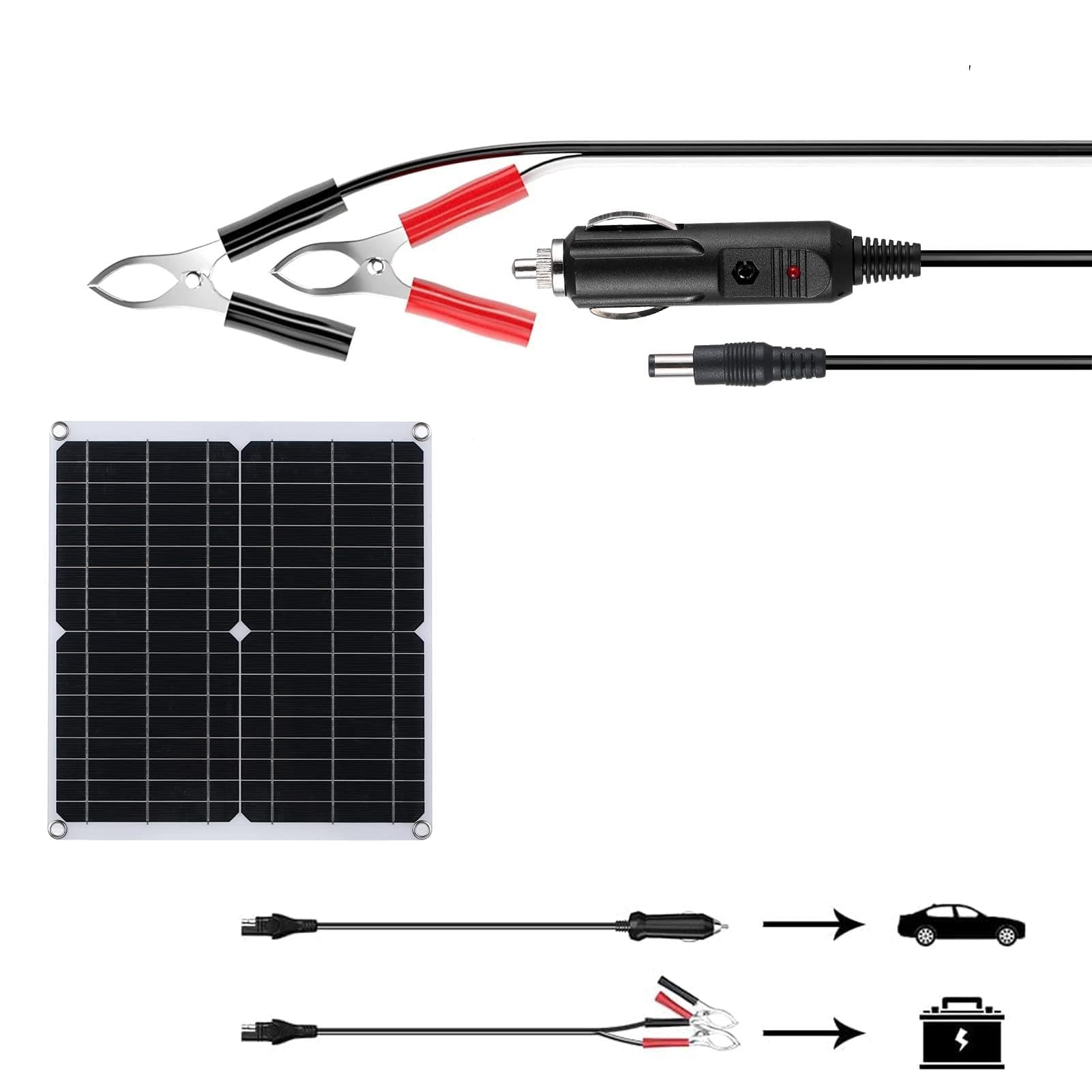 Caricabatterie e mantenitore di Batteria Portatile da Pannello Solare da 20 W, Caricabatterie di Mantenimento Impermeabile con regolatore di Carica Intelligente per Barca da
