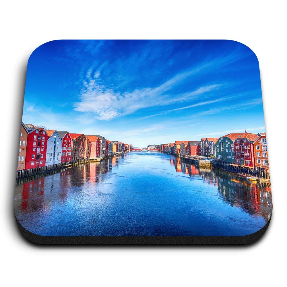 Destination Vinyl Ltd Multicolor 1 X Square Mdf Fridge Magnet - Houses Trondheim City Norway 45370
