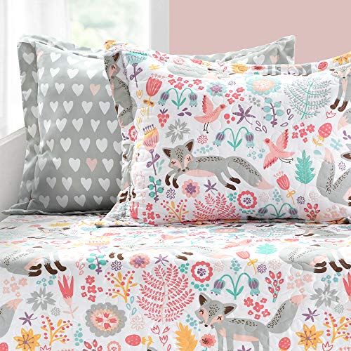 Lush Decor Pixie Fox 6 Piece Daybed Cover Set, Gray & Pink, 39"X75" #TOP1