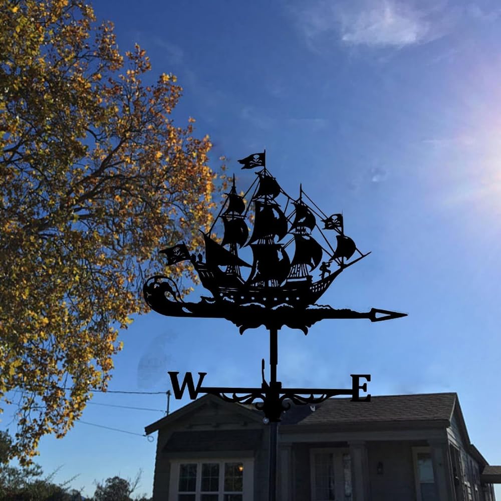 Weathervane wiatrowskaz w ogrodzie i na zewnątrz wiatrowskaz wiatrowskaz ze stali nierdzewnej czarna farba w sprayu zewnętrzne szopy żelazne patio dach stodoły dekoracja