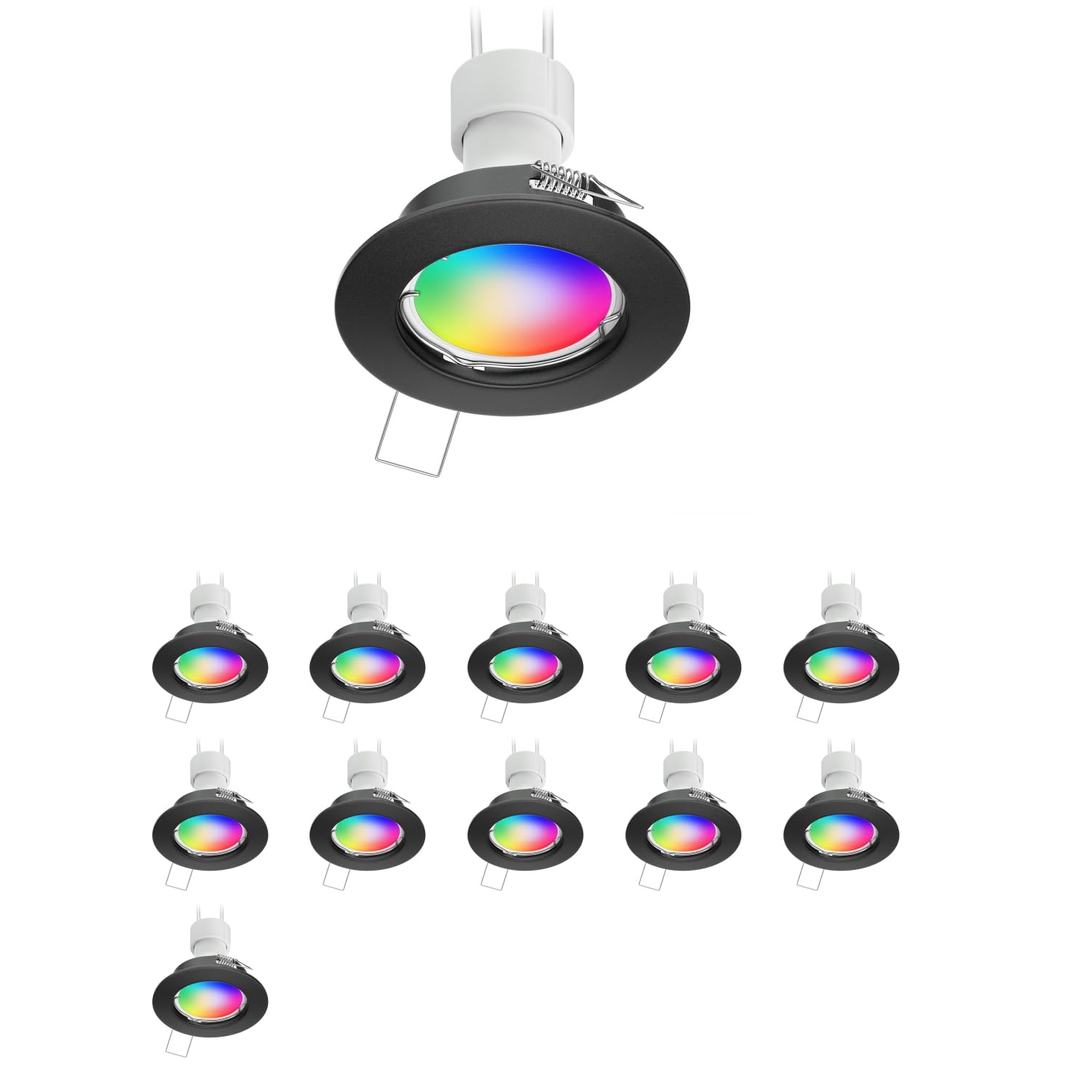 ledscom.de 12x focos empotrables de techo FERE marco empotrable negro mate incl. Smart Home RGBW GU10 lámpara LED, 5,41W, 473lm