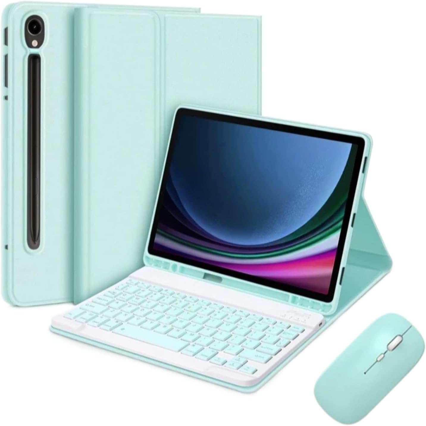 Keyboard Case for Samsung Galaxy Tab S9 FE 5G 10.9 inch (Model SM-X510/X516B/X518U) with Mouse,Slim Tablet Cover with Bluetooth Keyboard,Detachable Keyboard with S Pen Holder