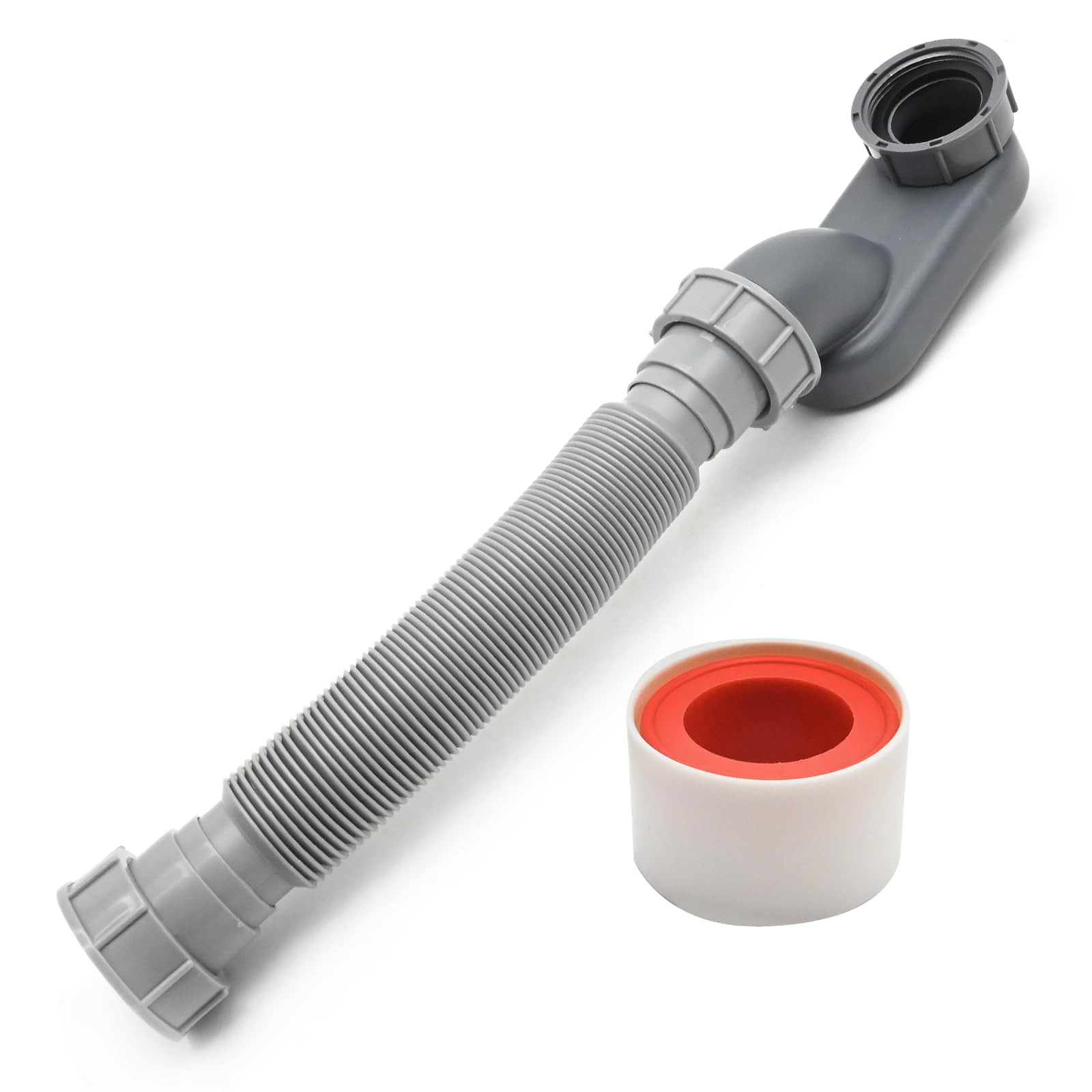 1-1/2 Inch Freestanding Bathtub Shower Drain Pipe, P-joint Low Profile Shower Drain for RV Bathtub and Other Freestanding Bathtubs